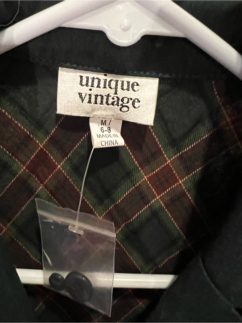 Unique Vintage Dress Green & Burgandy Plaid